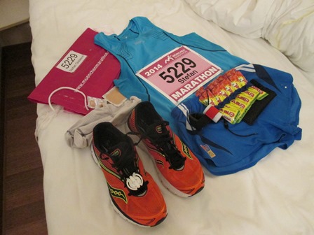 Allt tilbúið kvöldið fyrir hlaup.